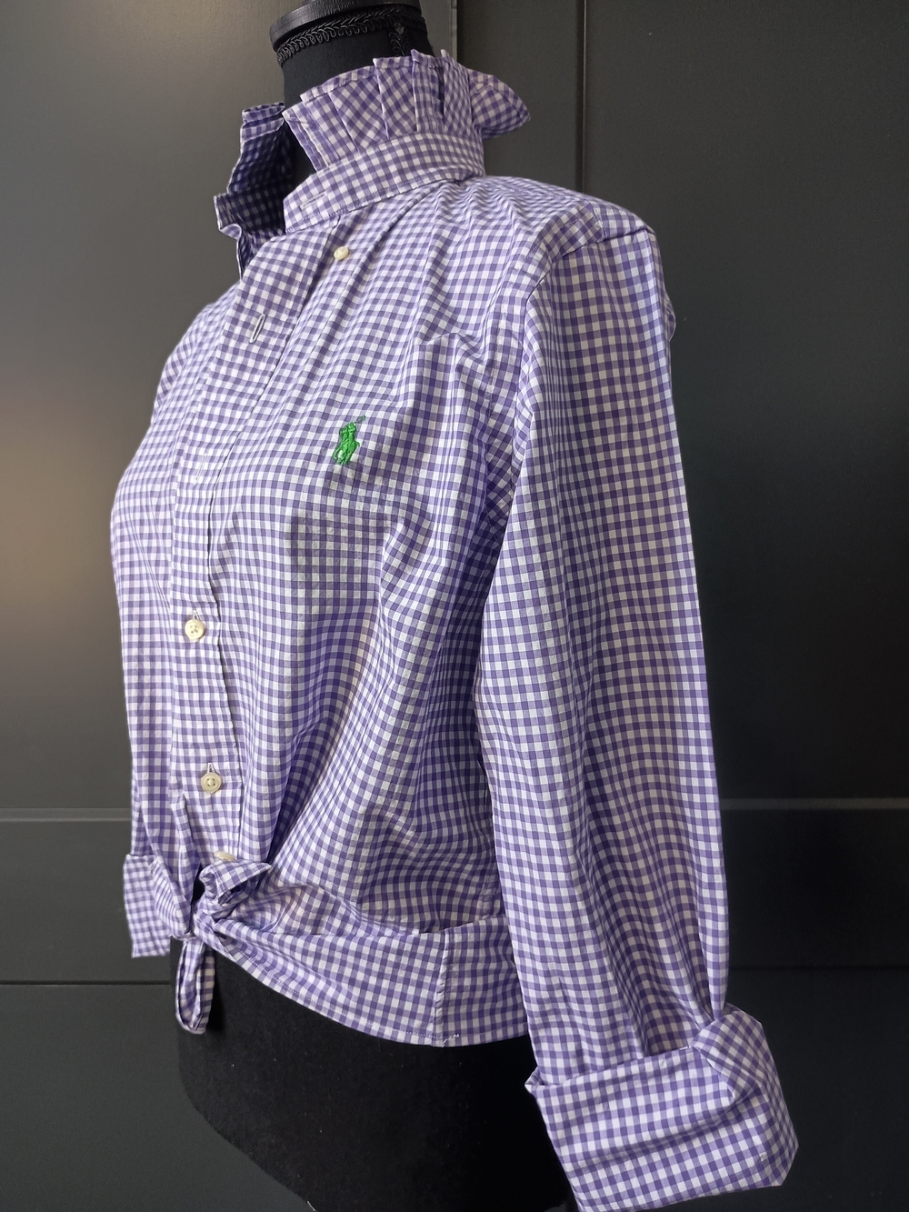 Upcycled Women's Ralph Lauren Ruffled Collar Shirt #125